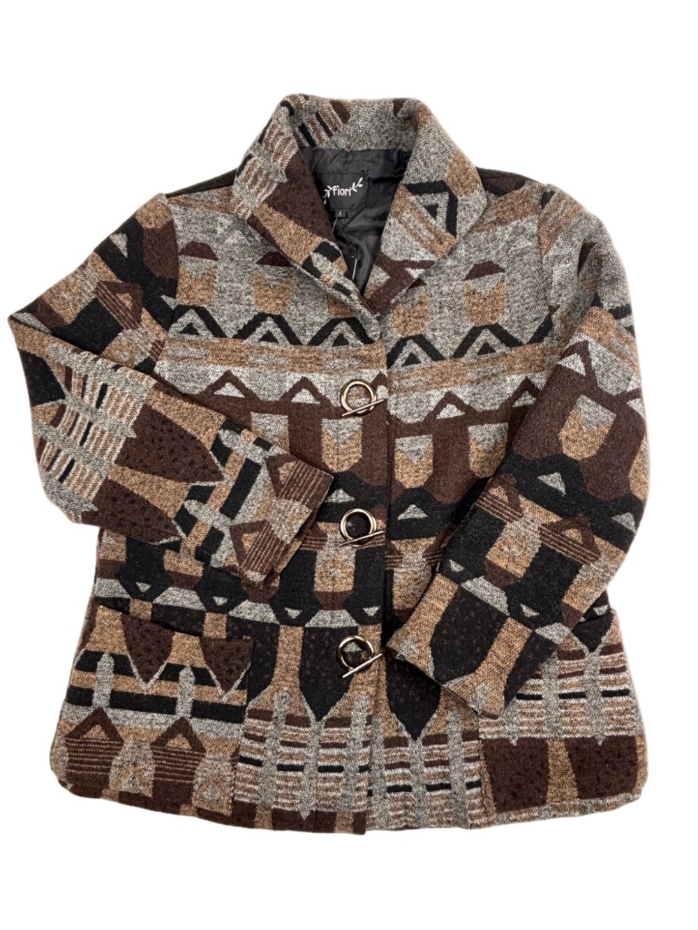 NWT Fiori Geometric Pattern Toggle Closure Jacket Large
